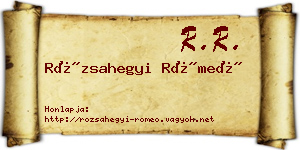 Rózsahegyi Rómeó névjegykártya